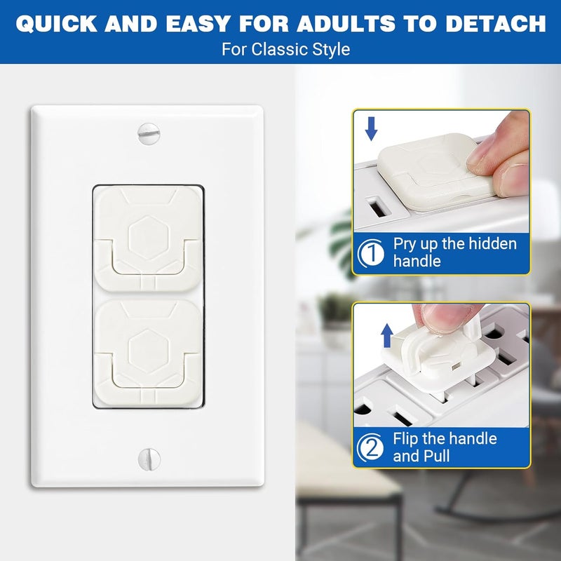 CharmFields Store Outlet Covers Baby Proofing, 60 Pack Child Proof Plug Socket Covers Electric Plug Protectors Safety Caps with Hidden Pull Handle, for US 3-Prong, Classic - Image 5